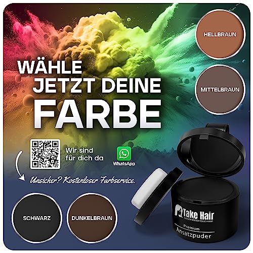 Foto von Take Hair Ansatzpuder für Frauen – Haarpuder gegen graue Haare abdecken & Haaransatz kaschieren – wasserfestes Haar Make-up zur Haarverdichtung (Schwarz)