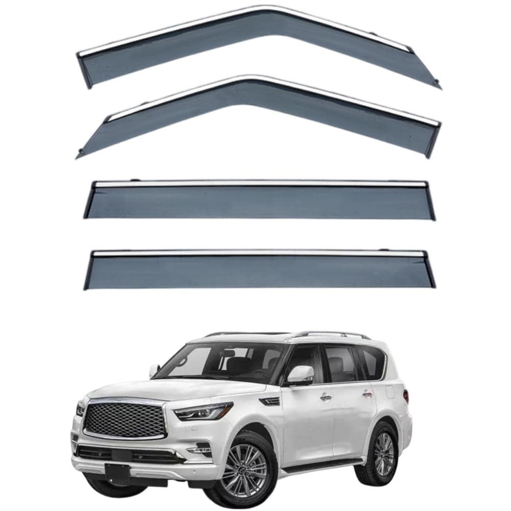 QOEMRHELT 4pc Set In-Channel Wind Deflectors, for INFINITI QX80 Z62 2011-2022 Window Visors Rain Guards Vent Visors Rain & Sun Protection,Car Accessories