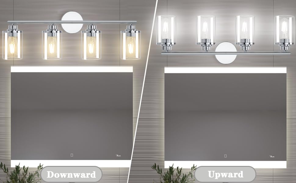 Image of Bathroom Light Fixtures,Chrome Vanity Lights Over Mirror,Chrome Vanity Light for Bathroom, 31''Chrome 4-Light Modern Sconce