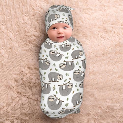 Image of Sloth Swaddle Blanket, Soft Swaddling Blanket Baby Clothes, Sloth Baby Stuff