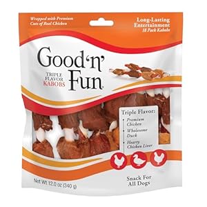 Good’N’Fun Triple Flavored Rawhide Kabobs for Dogs, 1 Pack, 12 oz