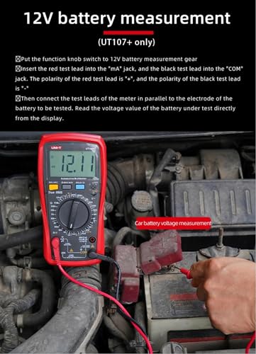 Image of UNI-T UT107+ Digital Multimeter, Pocket-Sized Mini Voltage Tester, AC /DC Voltage & Current, Resistance, Continuity, Diode Test, CAT III 600V Safety, with Test Leads & Case for Home DIY, Car Repair