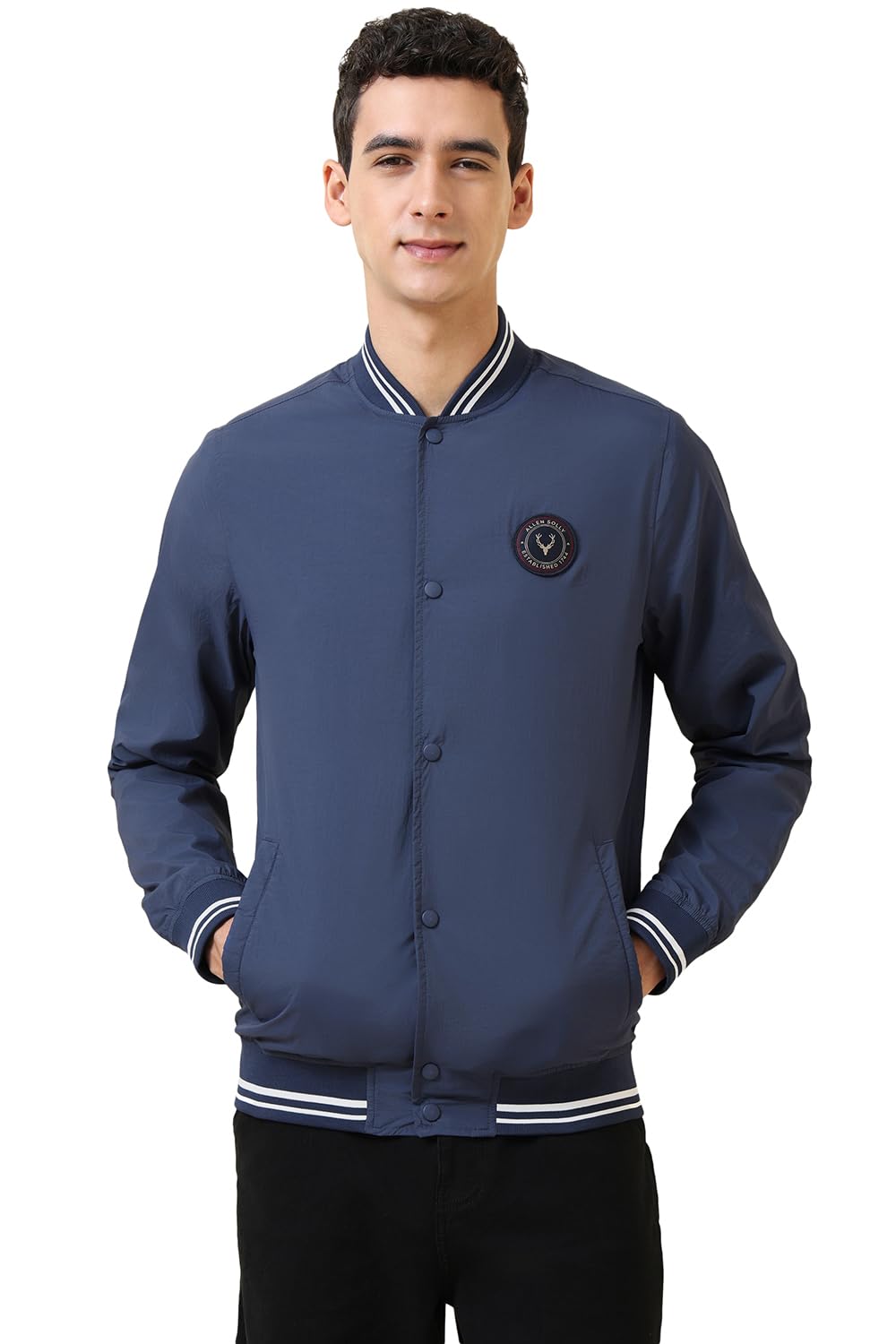 allen solly Men's Baseball Collar Solid Light Weight Jacket | Non Hooded | Standard Length A-Line Style With Welt Pocket-picture-17
