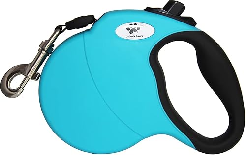 Correa retráctil de 16 pies para perros grandes de hasta 44 libras, cinta de nailon sin enredos, azul Dan M