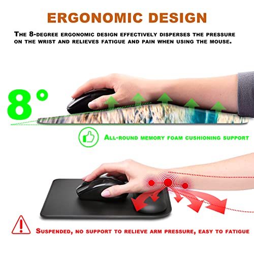 Ergonomic Mouse Pad With Wrist Rest Support, Thick Mousepad Relief Carpal Tunnel Pain, Entire Memory Foam Mouse Pad With Non-Slip Pu Base For Computer Wireless Mouse, Beach Sunset #TOP3