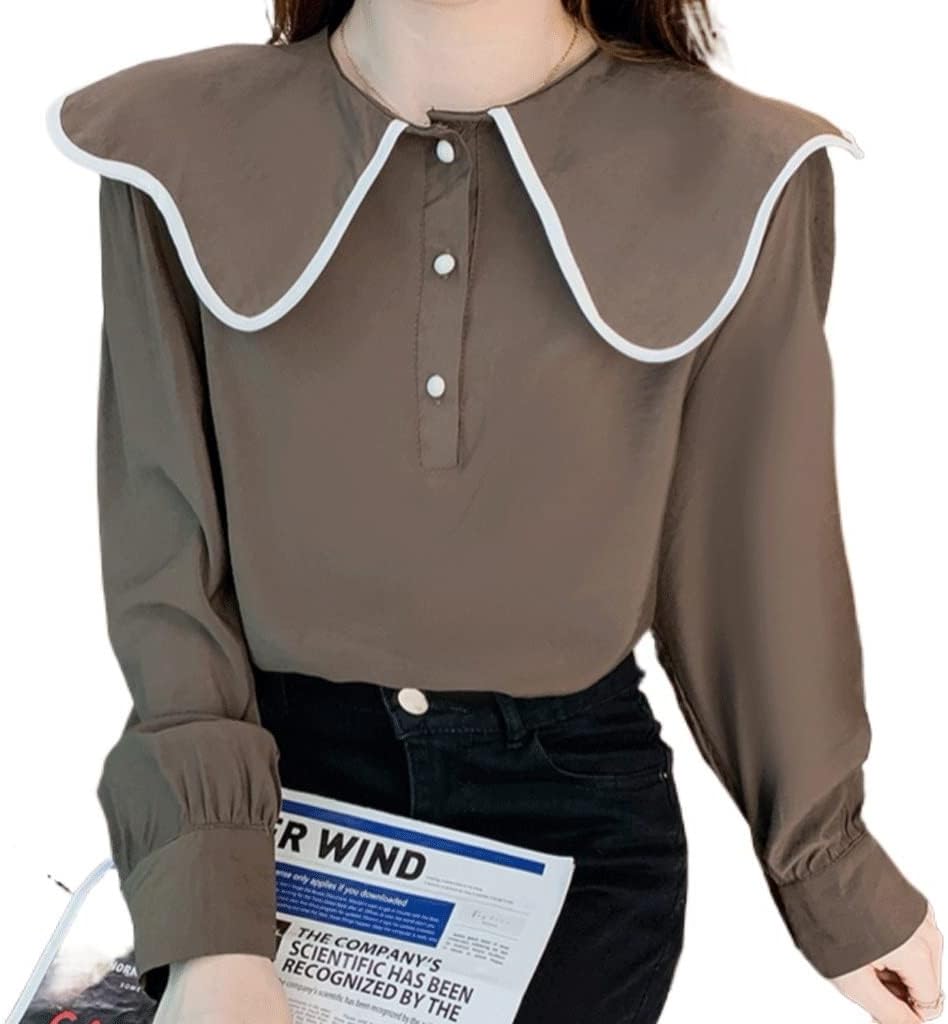 Early Spring Fashion Models Doll Collar Temperament White Shirt Ladies Design Sense Loose Chic Bubble Long Sleeve