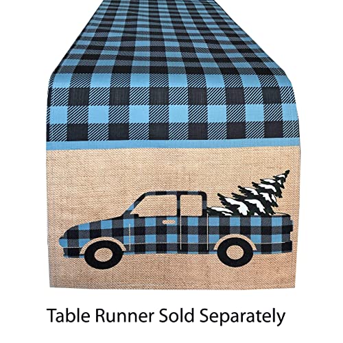 Newbridge Rustic Cabin And Lodge Evergreen Dreams Fabric Christmas Tablecloth - Deer, Cabin And Farm Truck Winter Holiday Easy Care Stain Resistant Tablecloth, 70 Inch Round #TOP6