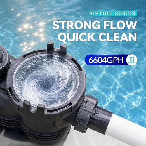 Image of Aquastrong Riptide Series 1.5 HP In /Above Ground Pool Pump, 115V Single Speed, Up to 6,604 GPH High Flow, Pure Copper Motor, Energy Efficient, Self Priming with Filter Basket
