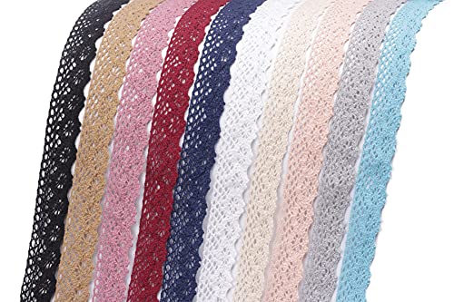 50 Yards 1.13 Inch('') Wide Lace Trim Vintage Lace Ribbon Crochet Lace Scalloped Edge For Bridal Wedding Decoration Christmas Package Diy Sewing Craft, 9 Yards Each, 10 Colors. (10 Colors, 1.13Inch) #TOP3