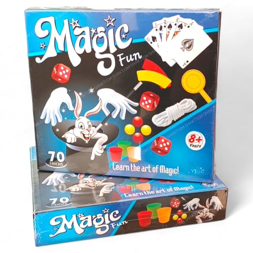 SHAKTISM Magic Show Game Box Kids with 70 Tricks, Magic Kit Games for Kids for Age 5 and up Children's Day Gift, Prank Gadgets Magic Table Birthday Gifts For unisex (70 Magic Tricks),multicolor