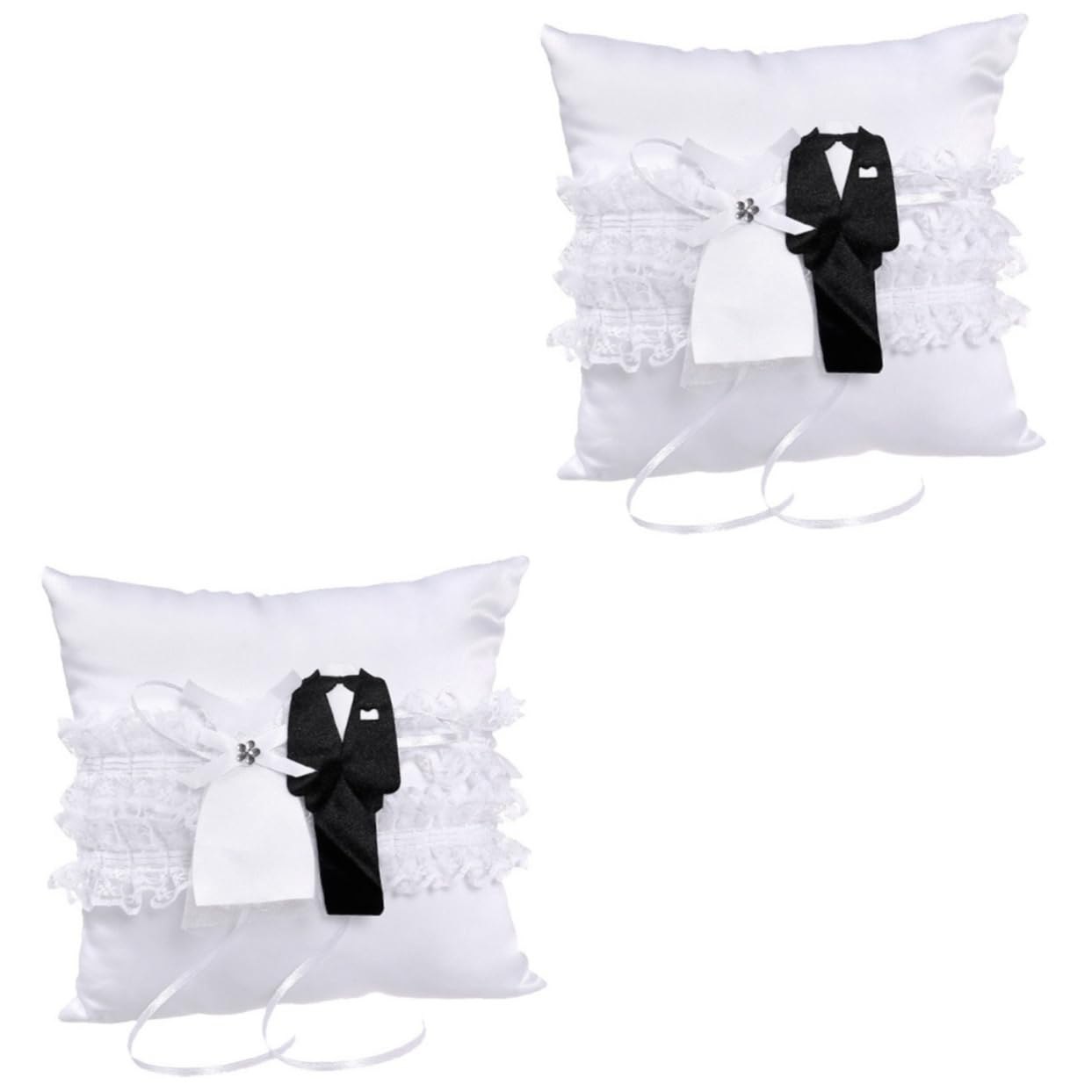 MAGICLULU 2 Cuscini Per Matrimonio in Pizzo Per Cerimonia Per Matrimonio E Fidanzamento Design Elegante