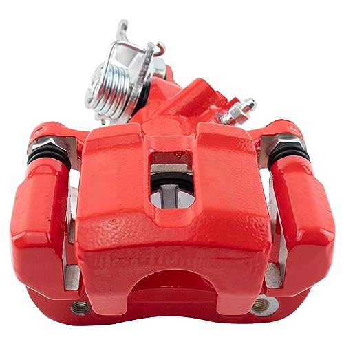 Image of TRQ Rear Right Brake Caliper w /Bracket Performance Red Passenger Side