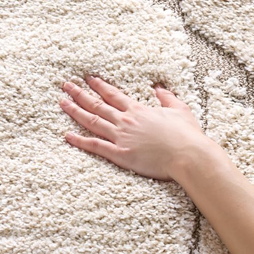 SAFAVIEH Florida Shag Collection Area Rug - 5'3' x 7'6', Cream & Beige, Non-Shedding & Easy Care, 1.2-inch Thick Ideal for High Traffic Areas in Living Room, Bedroom (SG471-1113)