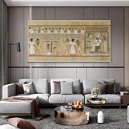 Ancient Egyptian Art Poster The Last Judgment (1275 Bc, Papyrus Scroll Engraving Wall Decoration Canvas Painting Wall Art Poster For Bedroom Living Room Decor 20X40Inch(50X100Cm) Frame-Style #TOP4