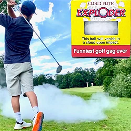 Exploding Golf Balls (4 Pack) – 1 burst into a Cloud of White Smoke, 1 Water, 1 streaming Ribbon, 1 jumps & slides when putted - funny Golf Gag Gift - Image 4