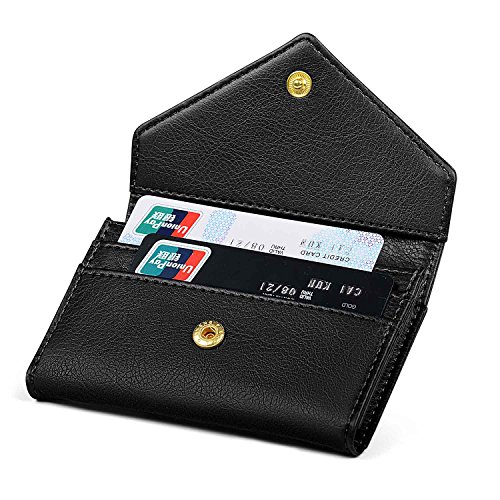 Xeyou Envelope Style Leather Case Front Pocket Wallet Super Thin Fashion Card Holder With Id Card Window (Black) #TOP4