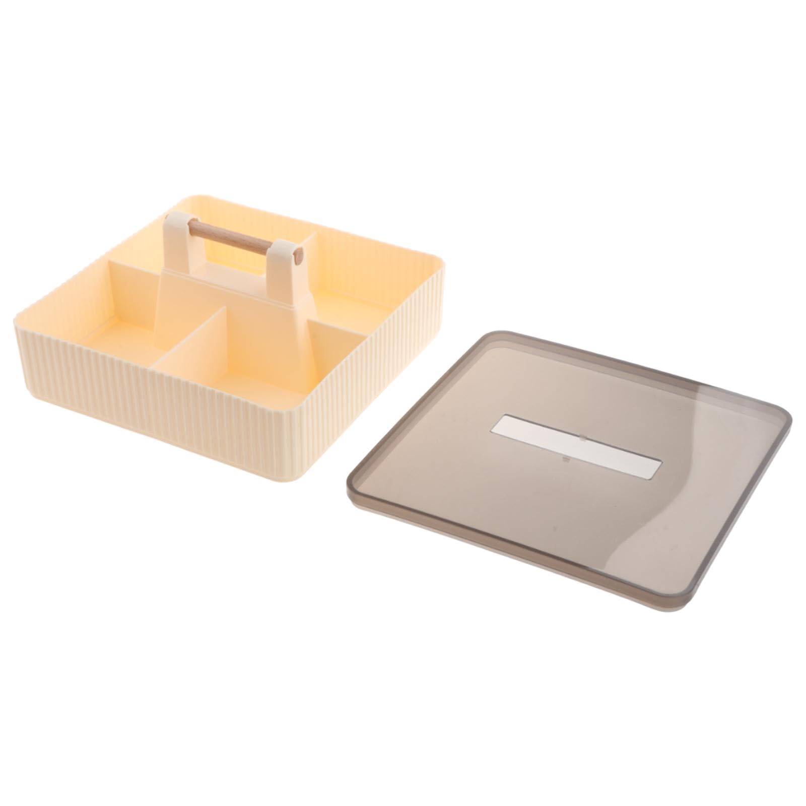 THE STYLE SUTRA Divided Serving Tray with Lid Dustproof for Chinese New Year Wedding Kitchen Cream 1 Layer-image-26