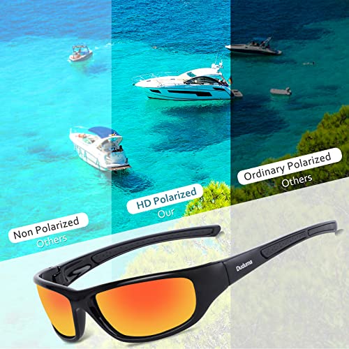 Duduma Tr8116 Polarized Sports Sunglasses For Baseball Cycling Fishing Golf Superlight Frame(Black Frame With Red Mirror Lens) #TOP1