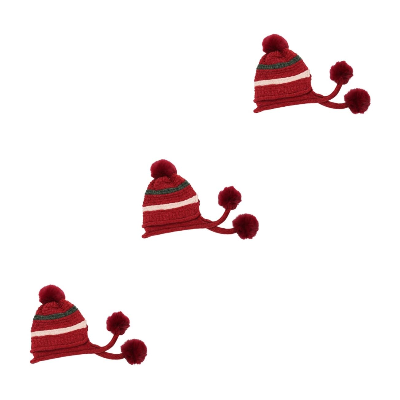 LIFKOME 3piezas Gorro De Esquí De Lana Para Mujeres Pompón Sombrero y Para Actividades Invierno Rojo