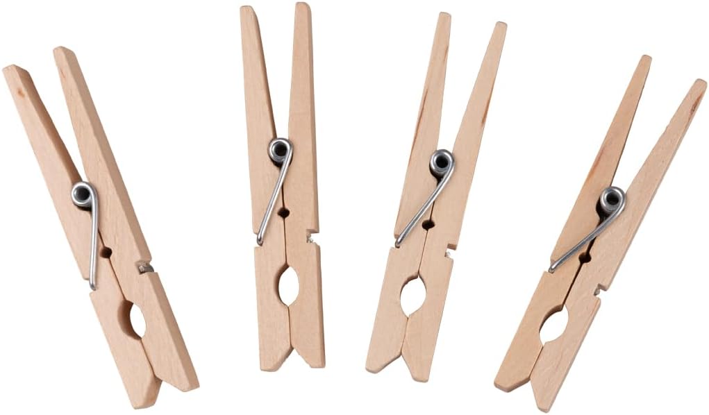 Rayher Wooden Pegs for Photos, Scrapbooking, Paper Crafts and Advent Calendar, Wood Pegs for Washing Line, Value Pack with 100 Pieces, 7.2cm, 64587505