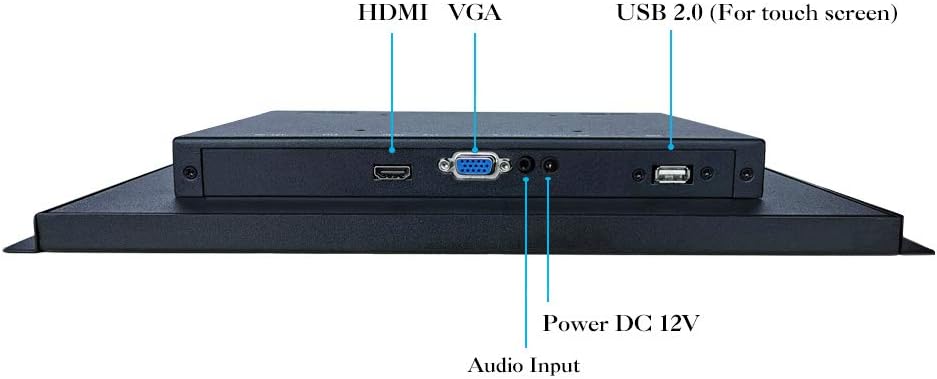 13.3'' inch Monitor 1920x1080p 16:9 IPS HDMI-in VGA Built-in Speaker Metal Shell Embedded Open Frame Industrial USB Port Driver Free Ten-Point Capacitive Touch LCD Screen PC Display K133MT-25C