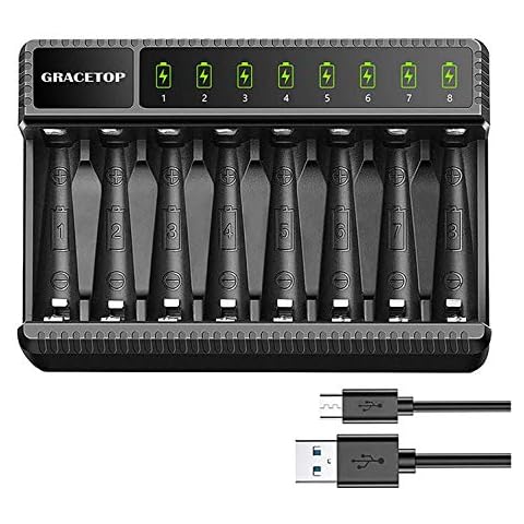 AMENKER 8 AA/AAA Batteries 2800mAh/1000mAh 1.2V Toy/Tools Battery with LED AA Battery Charge Cover