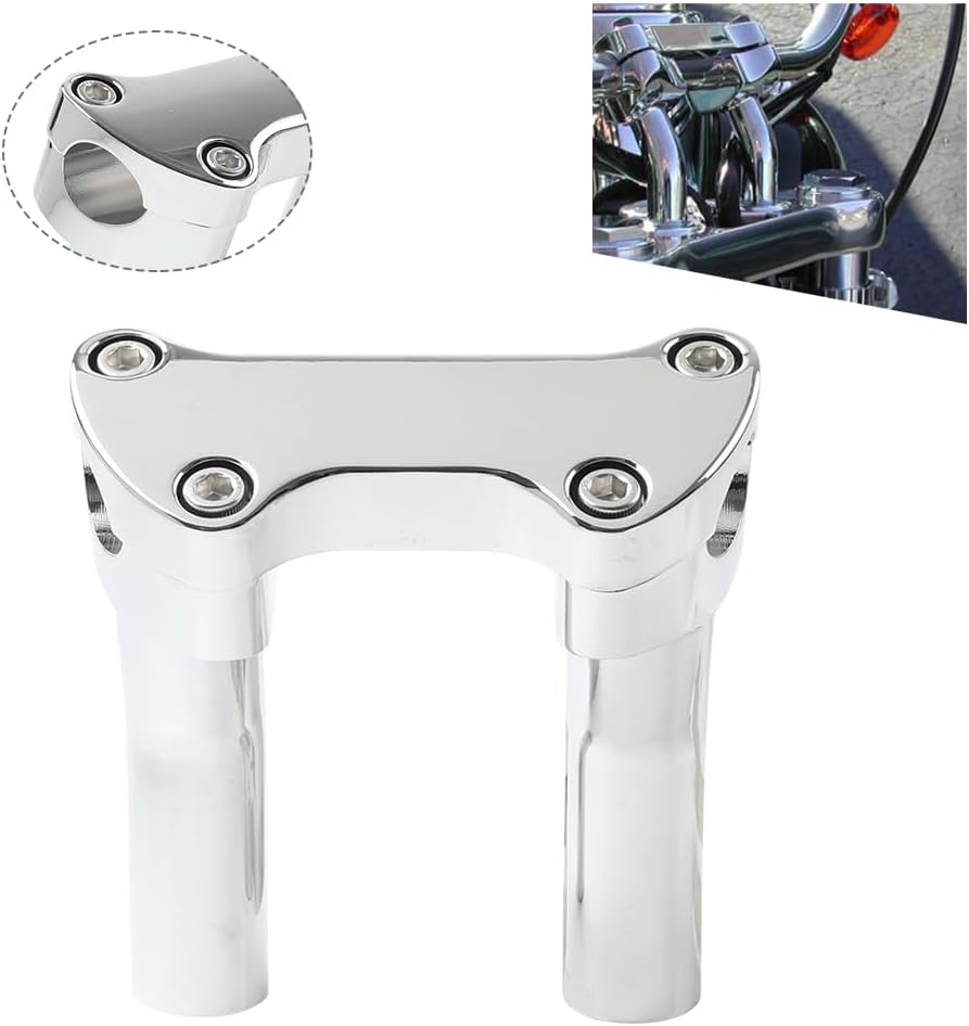 Cnfang4 1" Clamp 4" Tall Pullback Handlebar Riser 2 Pc Designed to fit applications with 3-1/2" on-center mounts Aluminum Black/Chrome; B Model