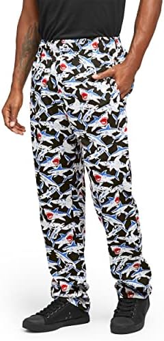 UA CHEF Men’s Shark Print Chef Pant | Traditional Baggy Fit, 100% Cotton, Elastic Waist