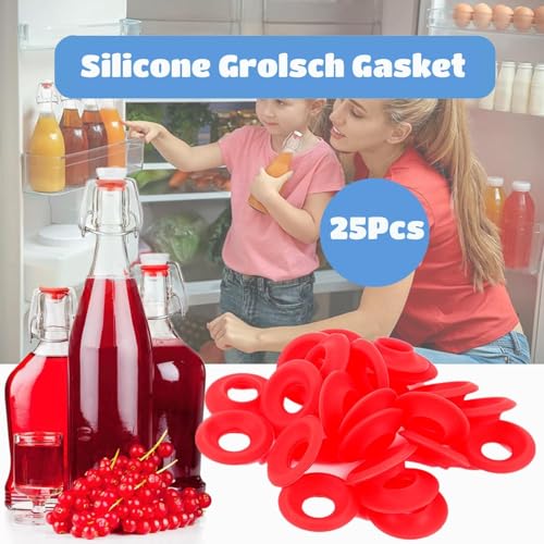 Miniatura 4 de 25 Unids Rojo Silicona Grolsch Juntas Para Swing Flip Top Botella Home Brew Cerveza Sellos De Botella Silicone Rubber Grolsch Cap Swing Top Bottle Washer Junta
