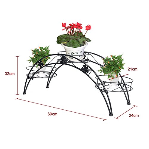 Preisvergleich Produktbild Elegante Arch Design Eisen Pflanzenständer / Blumentöpfe Regal / dekorative Blumenkasten Stand Blumenhocker Regal (Schwarz)