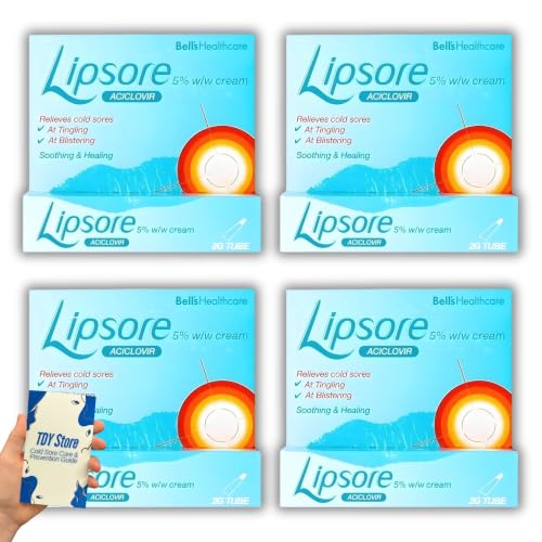 Image of 4 x Cold Sore Cream 5% Aciclovir, Fast Acting Treatment for Cold Sores and Mouth Ulcers, TDY Bundle Including Cold Sore Guide