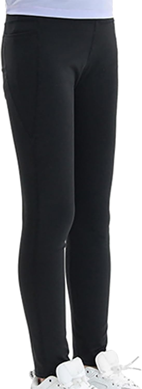 Yhong Kids Girls Yoga Dance Pants Training Leggings Compression Slim Fit Sweatpants with Pockets Ballet Tights Bottoms
