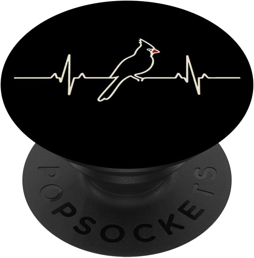 Bird Watching Painted Bunting Heartbeat Line Art PopSockets Adhesive PopGrip