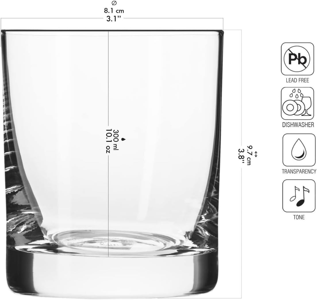 Krosno Whisky Sour Tumbler Glasses Old Fashioned Bourbon Cognac Brandy | Set of 6 | 10.1 oz | Blended Collection | Perfect for cocktails, drinks, water, juice, scotch, irish liquor, whisky - Image 2