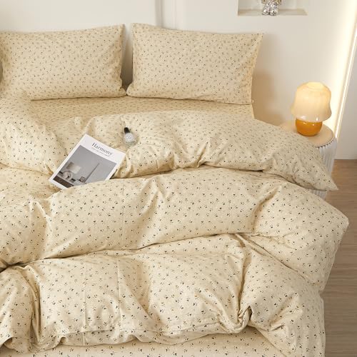 Image of LifeTB Vintage Botanical Floral Comforter Set King Size with 2 Pillowcases | Cute Floral Bedding Comforter Cottagecore Flowers Bedding Set Farmhouse Lightweight Comforter for All Season