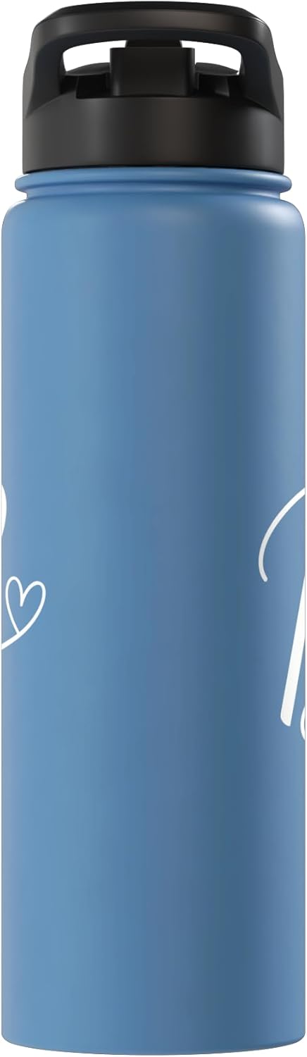 fancy Italic Initial Letter B name monogram heart design Stainless Steel Insulated Water Bottle
