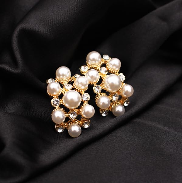 3PCS Wedding Bridal Artificial Pearl Crystal Necklace Drop Earring Bracelet Brides Party Costume Jewelry Set for Women4