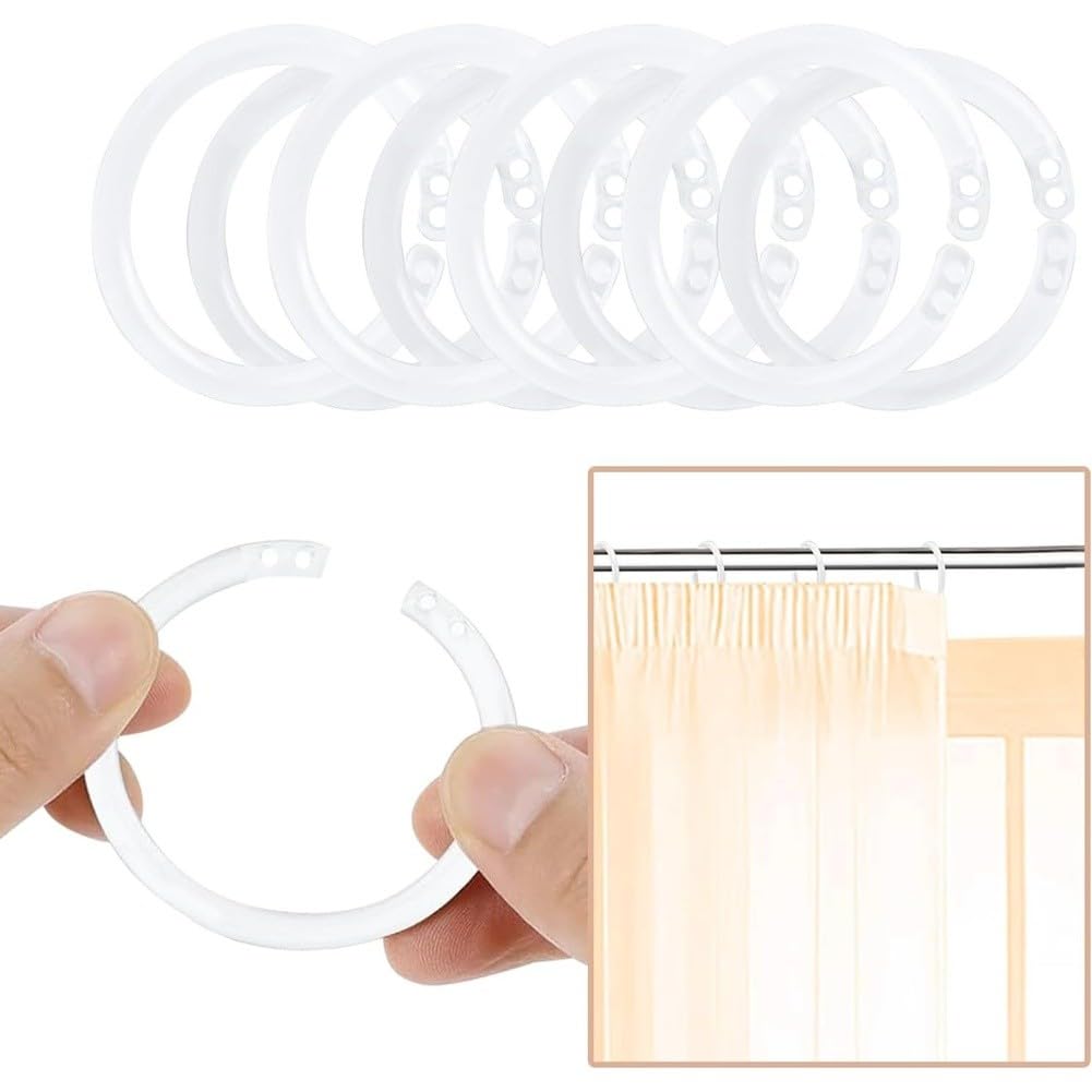Anneaux de rideau de douche 4cm plastique grand emballage 100 crochets tringle