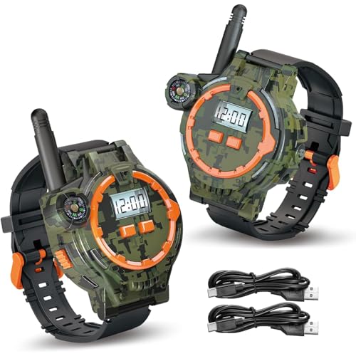 1 par de Caminatas Recargables para niños, Reloj Walkie de Larga duración USB de Dos vías con brújula, Linterna, Hora y Fecha Ajustable, Equipo de Campamento portátil 1 par de Caminatas Recargables para niños, Reloj Walkie de Larga duración USB de Dos vías con brújula, Linterna, Hora y Fecha Ajustable, Equipo de Campamento portátil
