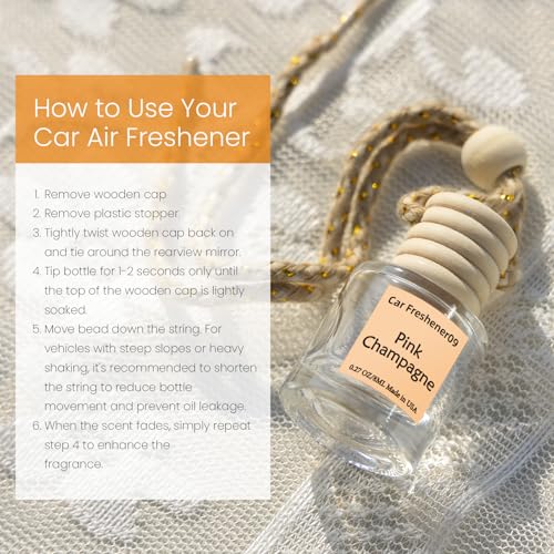 Image of Hanging Car Air Freshener, Long Lasting Scent, Cute Air Fresheners for Women, 2 Pack Non-Toxic Essential Oil Diffuser, Made in USA