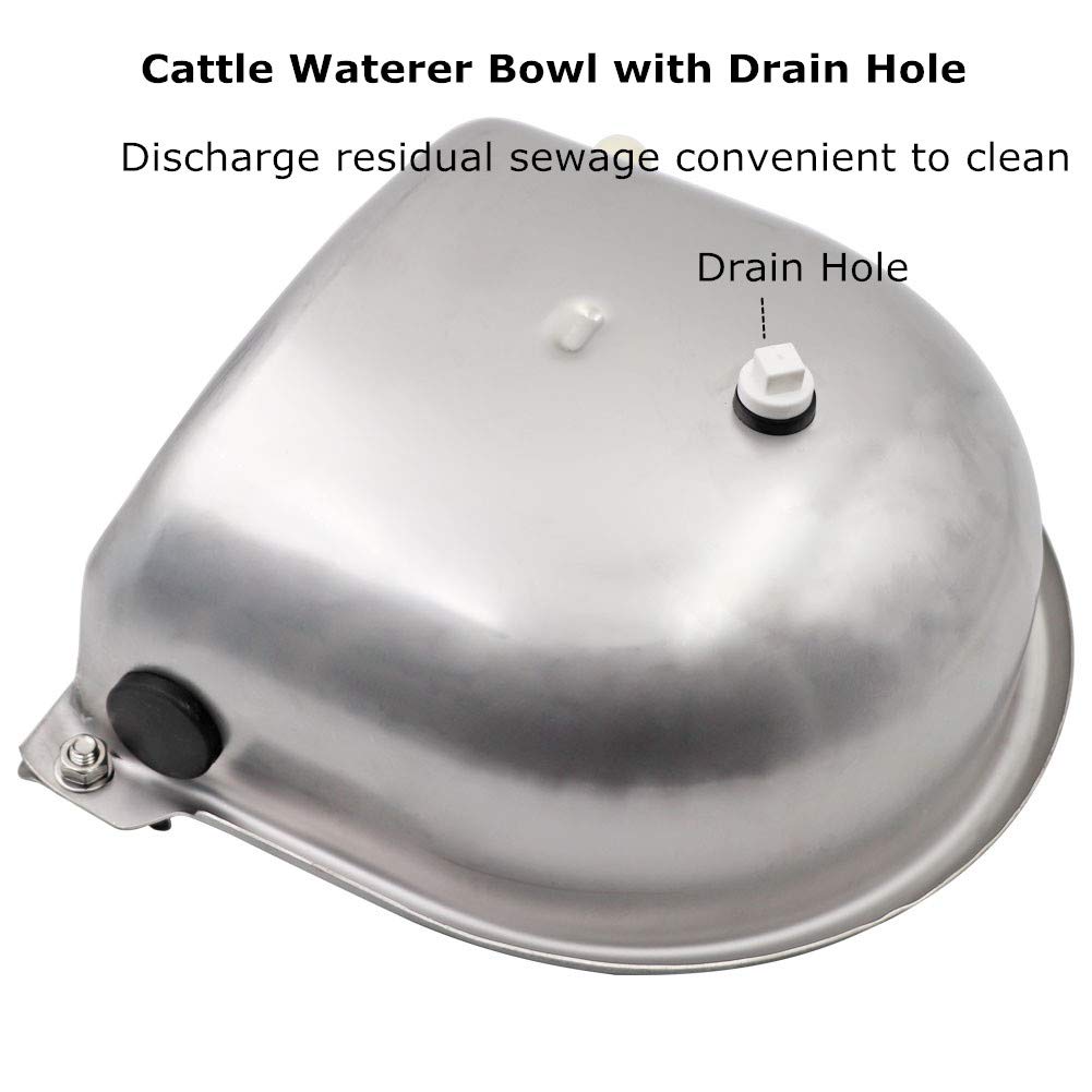Abbeveratoio per Bovini in Acciaio Inox Grande Capacità Automatico Bestiame Ciotole d' Acqua Automatica Ciotola per Bestiame per Capre con Valvola Galleggiante Foro di Scarico
