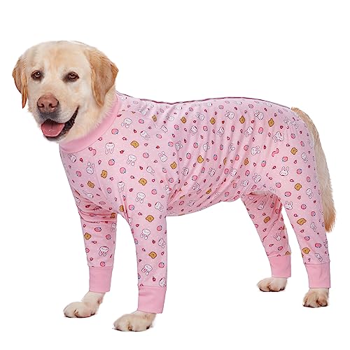 Image of Recovery Suit for Large Medium Dogs After Surgery, Soft Breathable Anti Licking Dog Onesie E-Collar & Cone Alternative, Pet Bodysuit for Preventing Hair Loss Full Cover Wound(6XL, Pink Bunny)