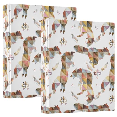 Vuiyean Fichário Argyle Wolf Wildlife Animal com 3 anéis com prancheta e 2 bolsos fichários grandes