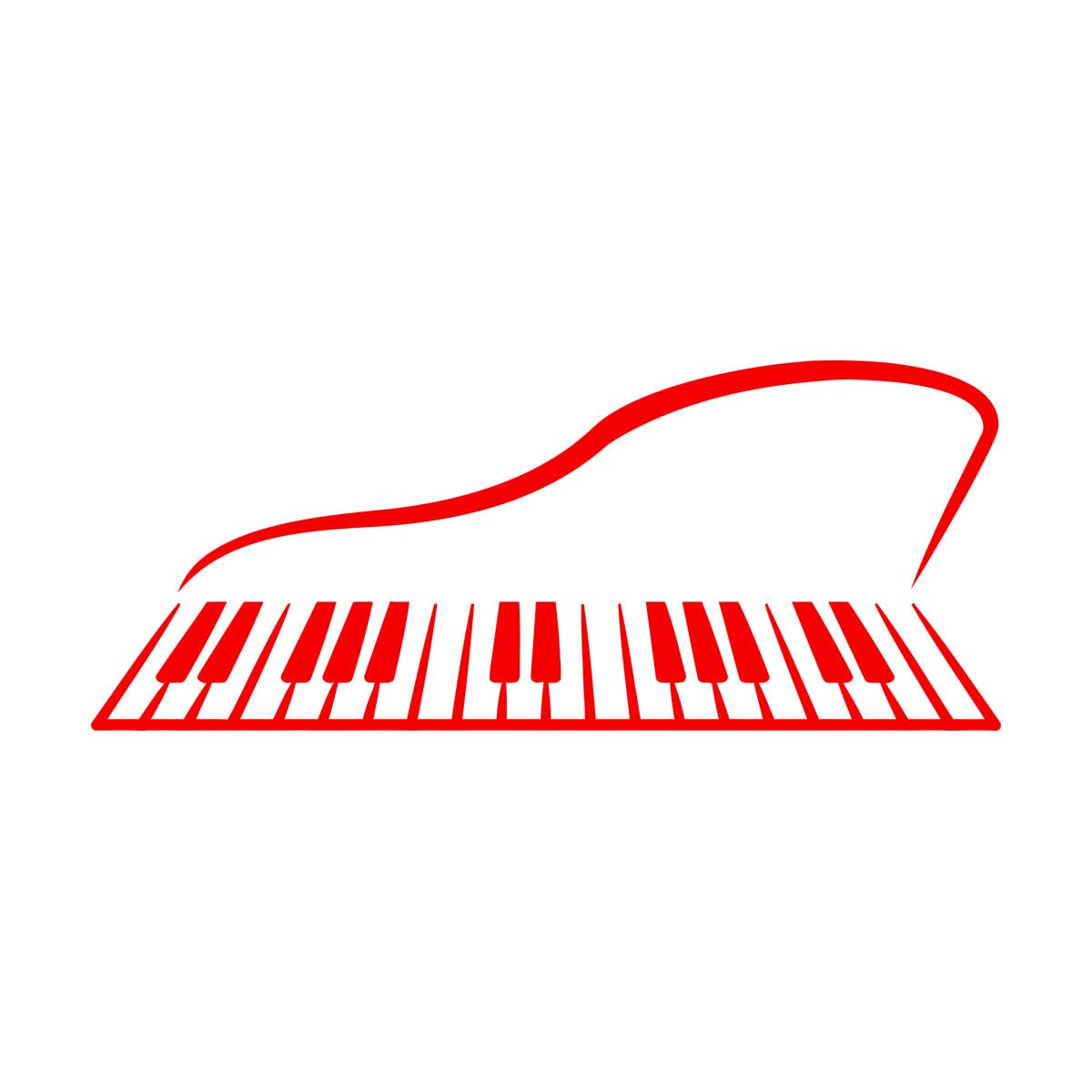 Lettering Decals Abstract Piano Musical Instrument Pianoforte 51.8x120.6cm It Won't Fall Off Extra Large red