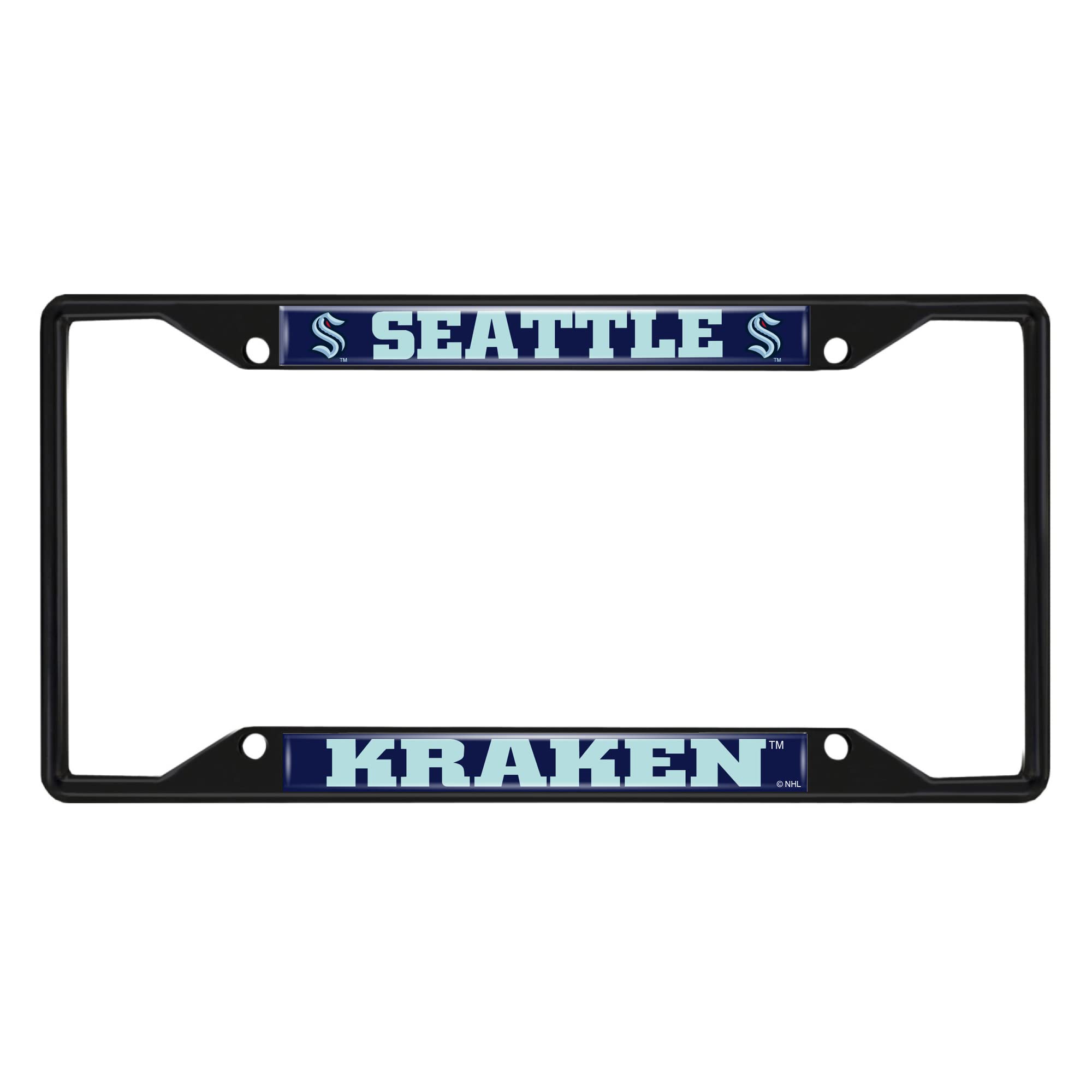 FANMATS 31859 Seattle Kraken Black Metal License Plate Frame 6.25in x 12.25in