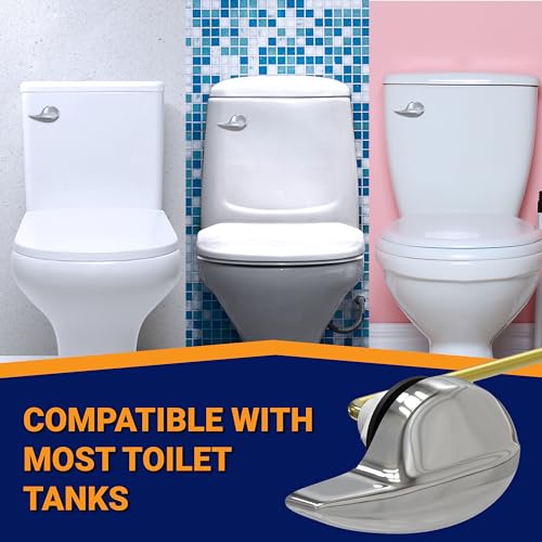 Image of Front Mount Toilet Handle Replacement, Compatible with American Standard, Kohler, TOTO, Gerber and Most Front Mount Toilet Tanks - Polished Chrome