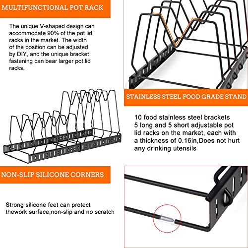 Weitelai Pot And Pan Organizer For Cabinet, Expandable Pots And Pans Organizer Holder 10 Adjustable Compartments Pot Lid Organizer For Cabinet Kitchen Cookware,Bakeware,Cutting Board Rack Black #TOP3