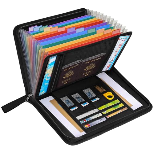 Fireproof Document Folder with 13 Pockets,Fire Proof and Waterproof File...