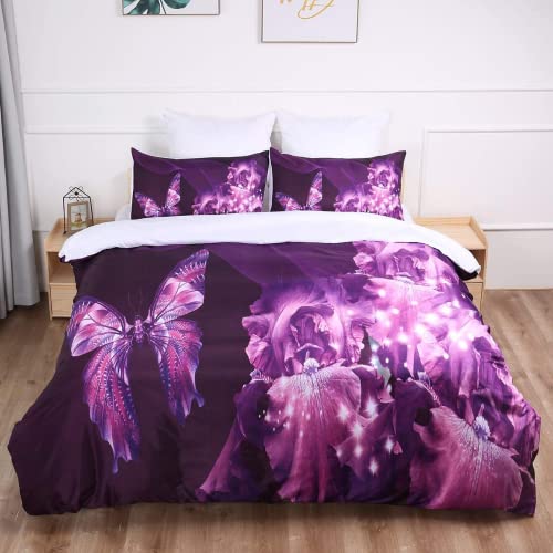 Housse de couette papillon fleur 135x200 microfibre - 3
