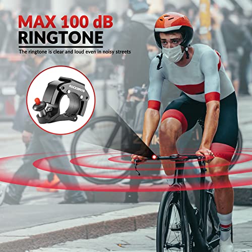 ROCKBROS Bike Bell Bicycle Bell Kids Adult Cycle Bell with Crisp Sound Lightweight Durable Rust-Resistant Small Bells Bike Accessories for Scooter MTB BMX Black approx. 4.5*4.5*1.9cm - Image 3